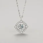 Round Square Geometric Design Necklace Sterling Silver