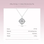 Round Square Geometric Design Necklace Sterling Silver