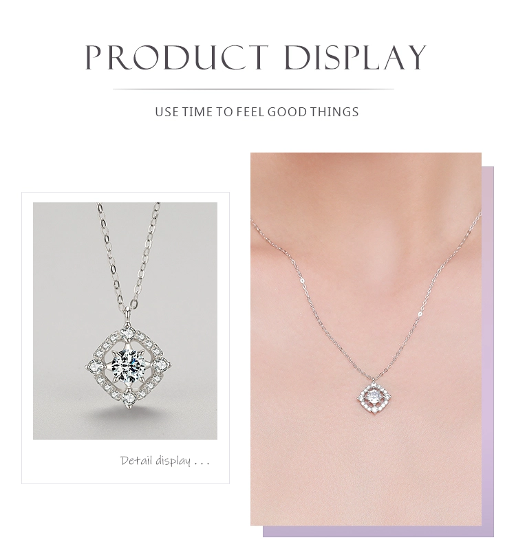Round Square Geometric Design Necklace Sterling Silver
