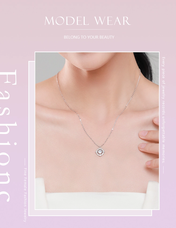 Round Square Geometric Design Necklace Sterling Silver