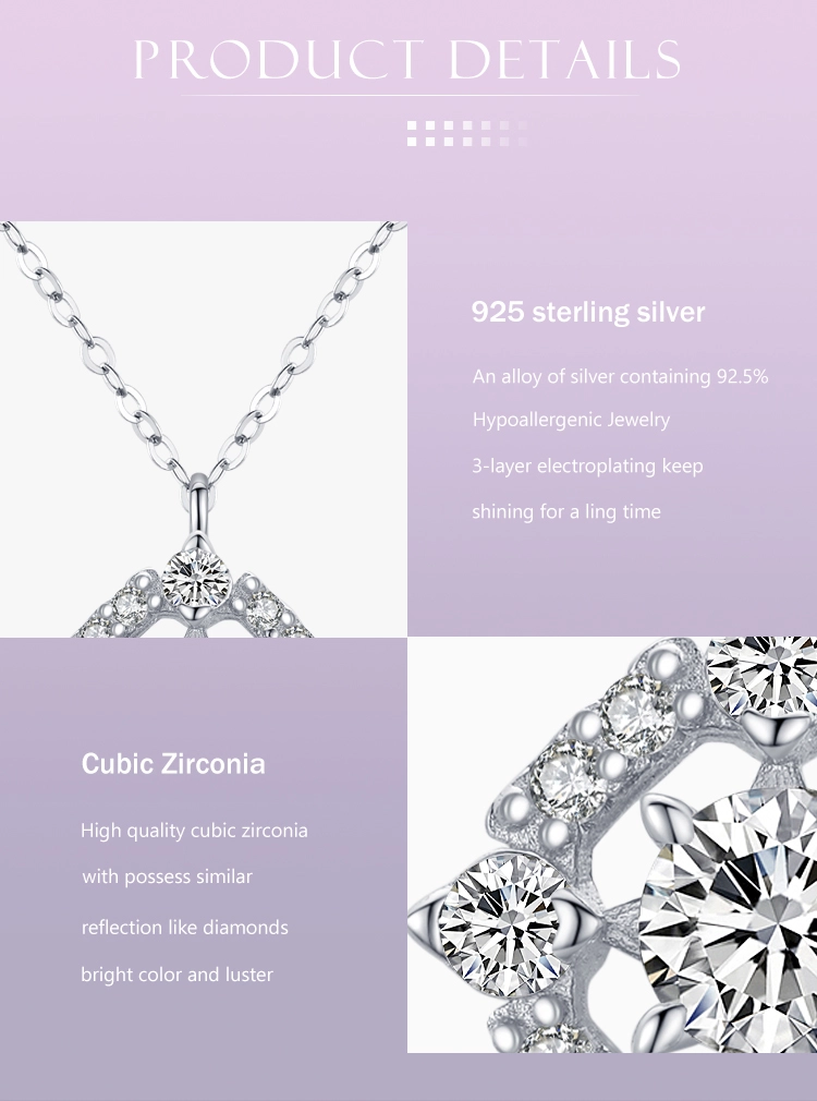 Round Square Geometric Design Necklace Sterling Silver