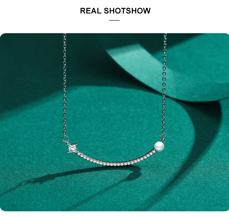 Smile Lucky Pearl Pendant Necklace Sterling Silver