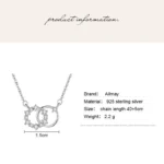 Double Circle Tiny Flower Round Pendant Necklace Sterling Silver