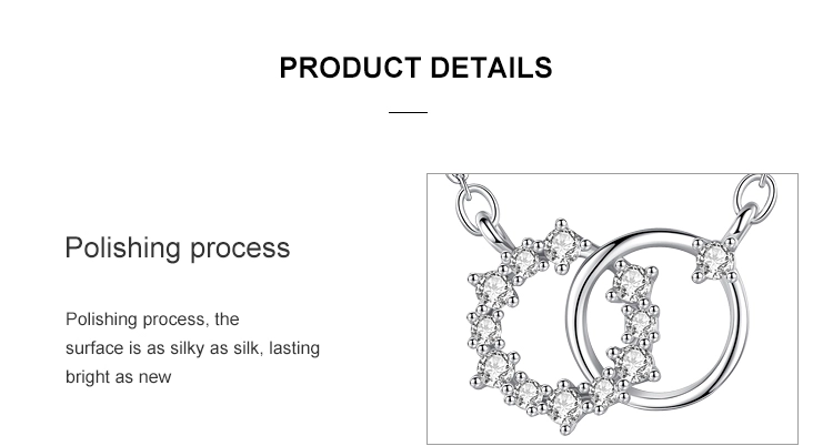 Double Circle Tiny Flower Round Pendant Necklace Sterling Silver