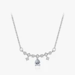 CZ Water Drop Shape Pendant Necklace Sterling Silver