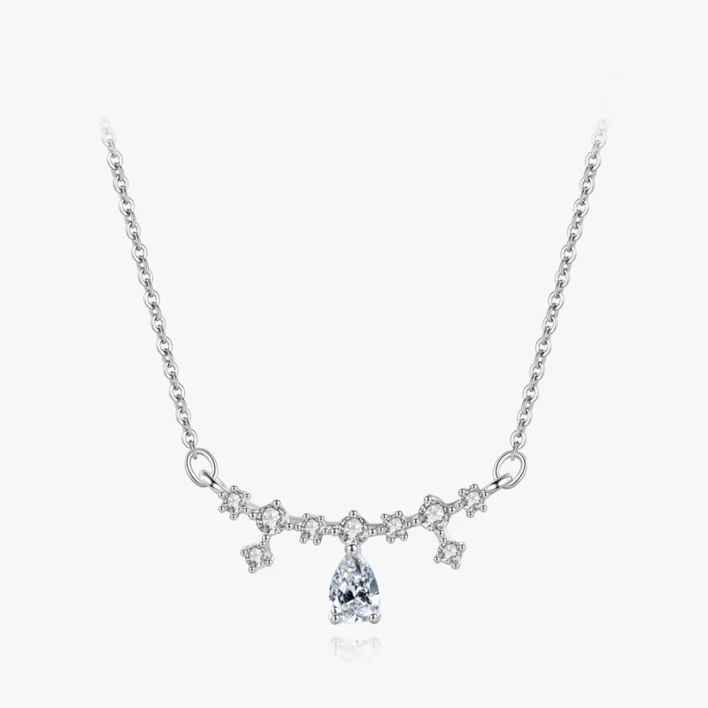 CZ Water Drop Shape Pendant Necklace Sterling Silver