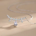 CZ Water Drop Shape Pendant Necklace Sterling Silver