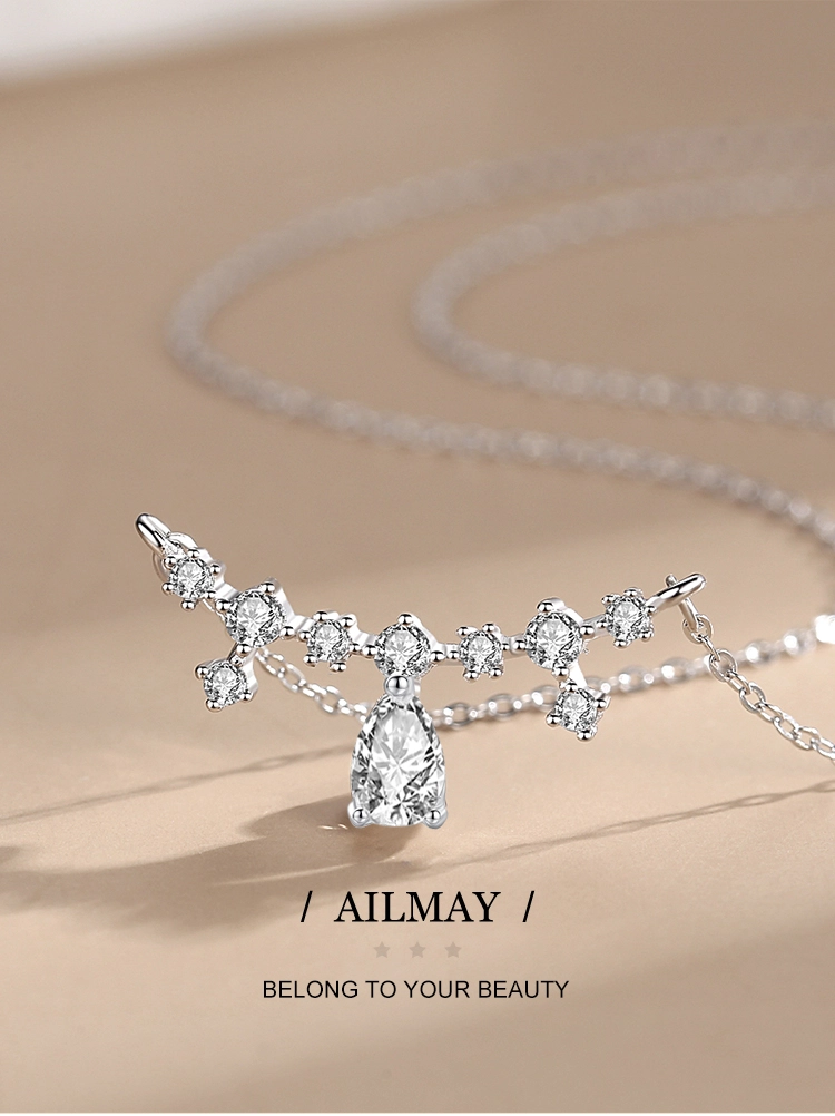 CZ Water Drop Shape Pendant Necklace Sterling Silver