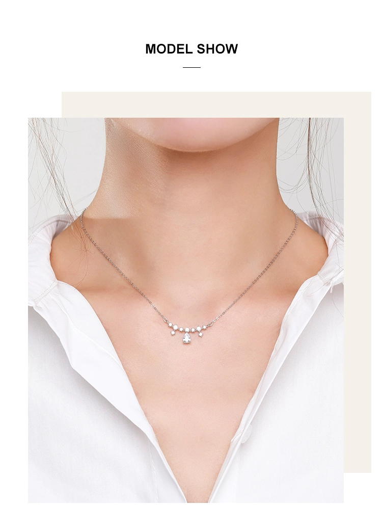 CZ Water Drop Shape Pendant Necklace Sterling Silver