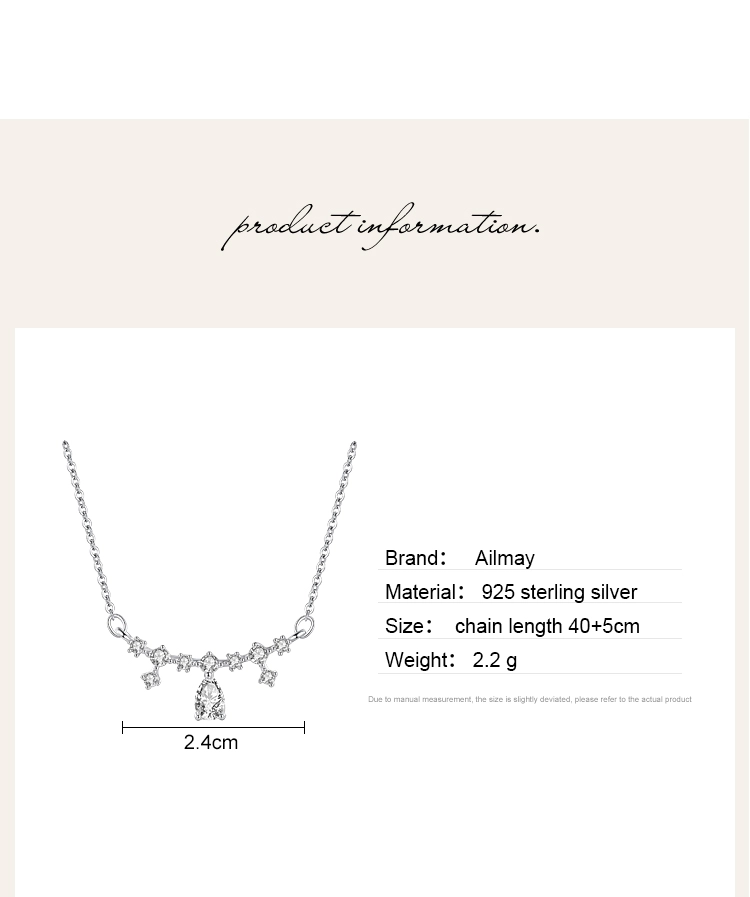 CZ Water Drop Shape Pendant Necklace Sterling Silver