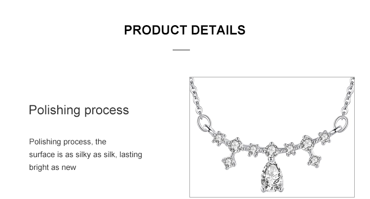 CZ Water Drop Shape Pendant Necklace Sterling Silver