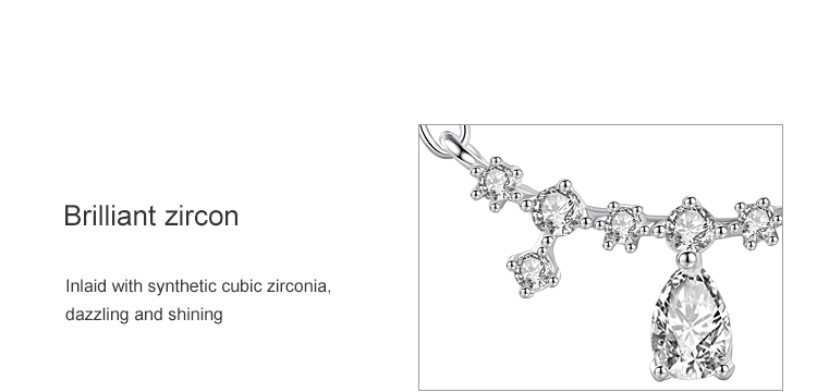 CZ Water Drop Shape Pendant Necklace Sterling Silver