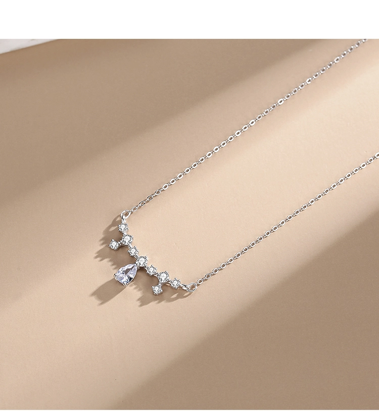CZ Water Drop Shape Pendant Necklace Sterling Silver