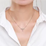 Pink Zircon Water Drop Design Necklace Sterling Silver