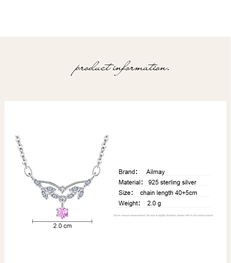 Pink Zircon Water Drop Design Necklace Sterling Silver