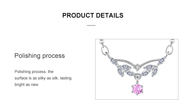 Pink Zircon Water Drop Design Necklace Sterling Silver