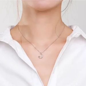 Moonlight Little Star CZ Necklace Sterling Silver