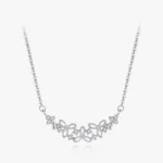 CZ With Flower Shape Pendant Necklace Sterling Silver