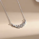 CZ With Flower Shape Pendant Necklace Sterling Silver