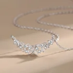 CZ With Flower Shape Pendant Necklace Sterling Silver