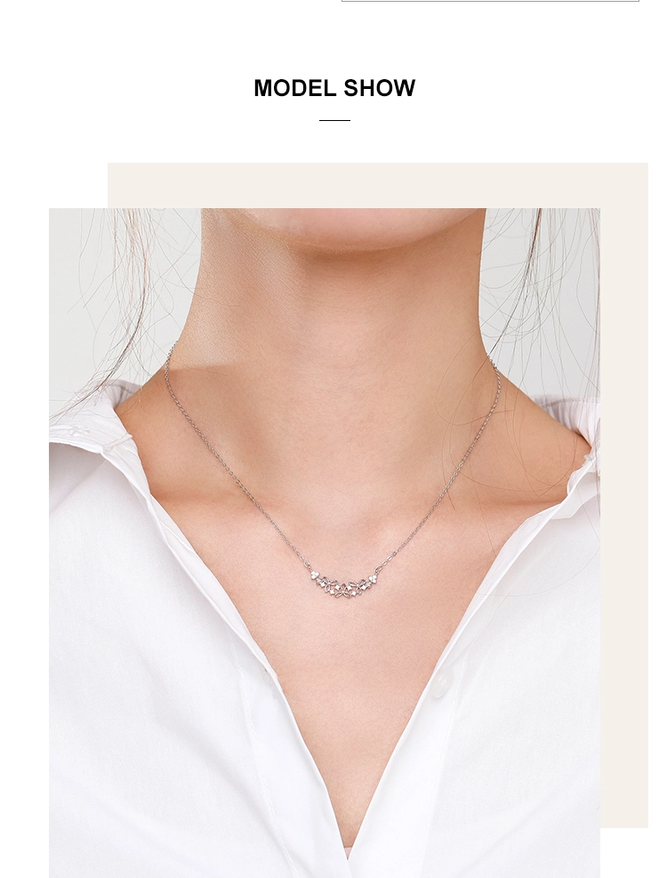 CZ With Flower Shape Pendant Necklace Sterling Silver