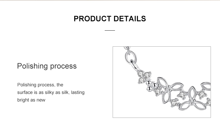 CZ With Flower Shape Pendant Necklace Sterling Silver