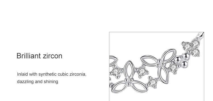 CZ With Flower Shape Pendant Necklace Sterling Silver
