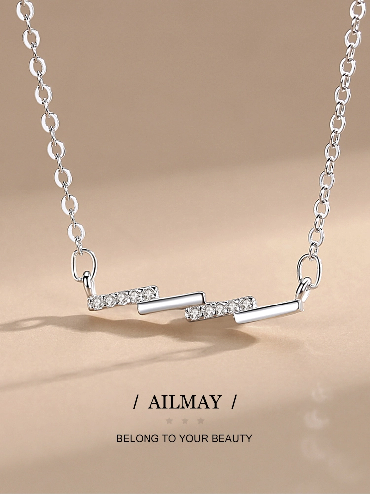 925 Sterling Silver Luxury Geometric Square Design Pendants Necklaces