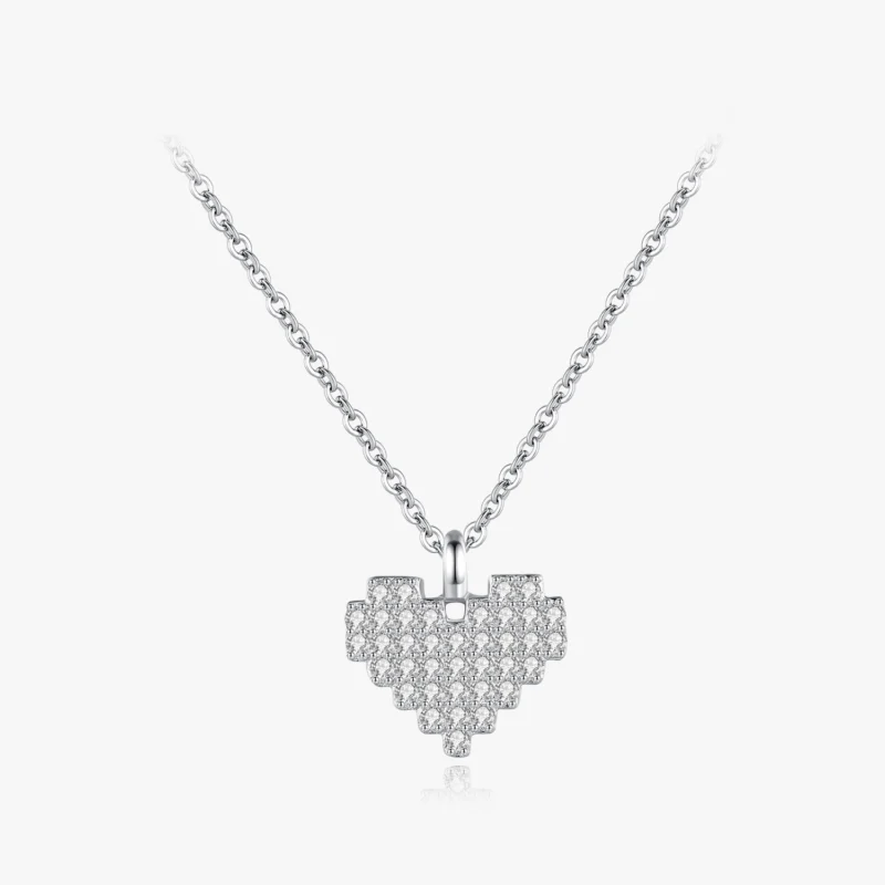 925 Sterling Silver Dazzling Clear CZ Heart Pendant Necklace