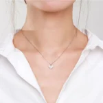 925 Sterling Silver Dazzling Clear CZ Heart Pendant Necklace