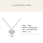 925 Sterling Silver Dazzling Clear CZ Heart Pendant Necklace