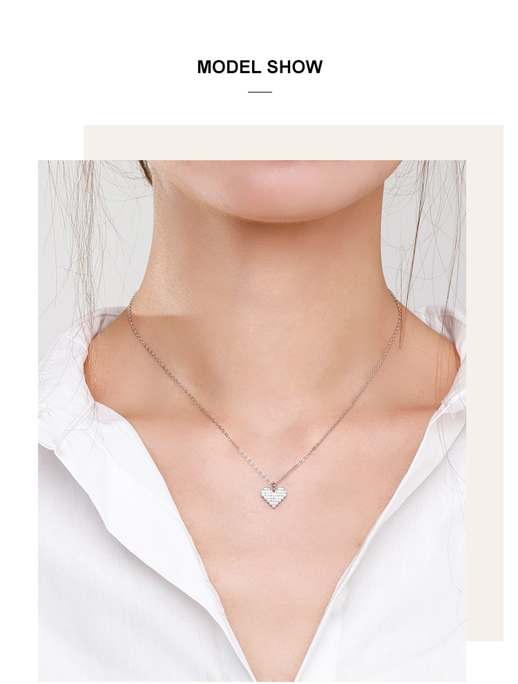 925 Sterling Silver Dazzling Clear CZ Heart Pendant Necklace