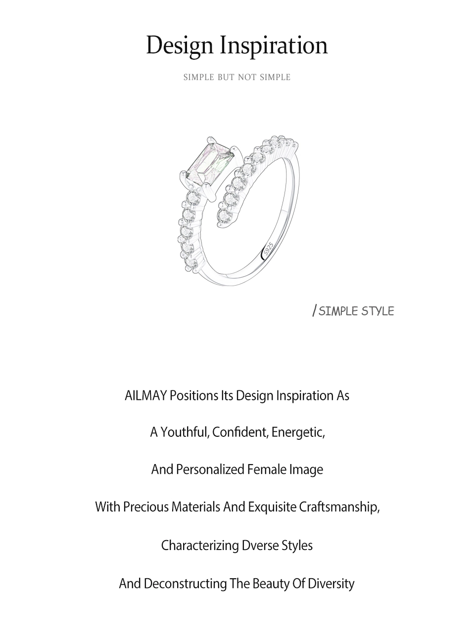 925 Sterling Silver Green Rectangular Zircon Open Adjustable Ring