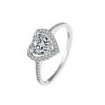 Halo Heart Shaped Ring 925 Sterling Silver Women