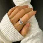 Halo Heart Shaped Ring 925 Sterling Silver Women