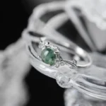 Green Moss Agate Ring Water Grass Agate Stone 925 Silver
