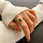 Vintage Emerald Zircon Ring 925 Sterling Silver