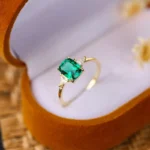 Vintage Emerald Zircon Ring 925 Sterling Silver