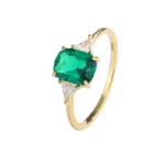 Vintage Emerald Zircon Ring 925 Sterling Silver