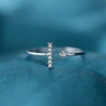 T-shaped Ring Zircon Sterling Silver Simple Adjustable