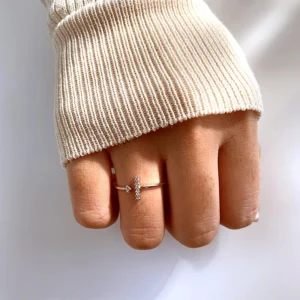 T-shaped Ring Zircon Sterling Silver Simple Adjustable