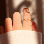 T-shaped Ring Zircon Sterling Silver Simple Adjustable