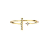 T-shaped Ring Zircon Sterling Silver Simple Adjustable