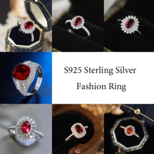 Oval Ruby Engagement Ring Red Zircon Women 925 Pure Silver