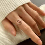 Oval Ruby Engagement Ring Red Zircon Women 925 Pure Silver