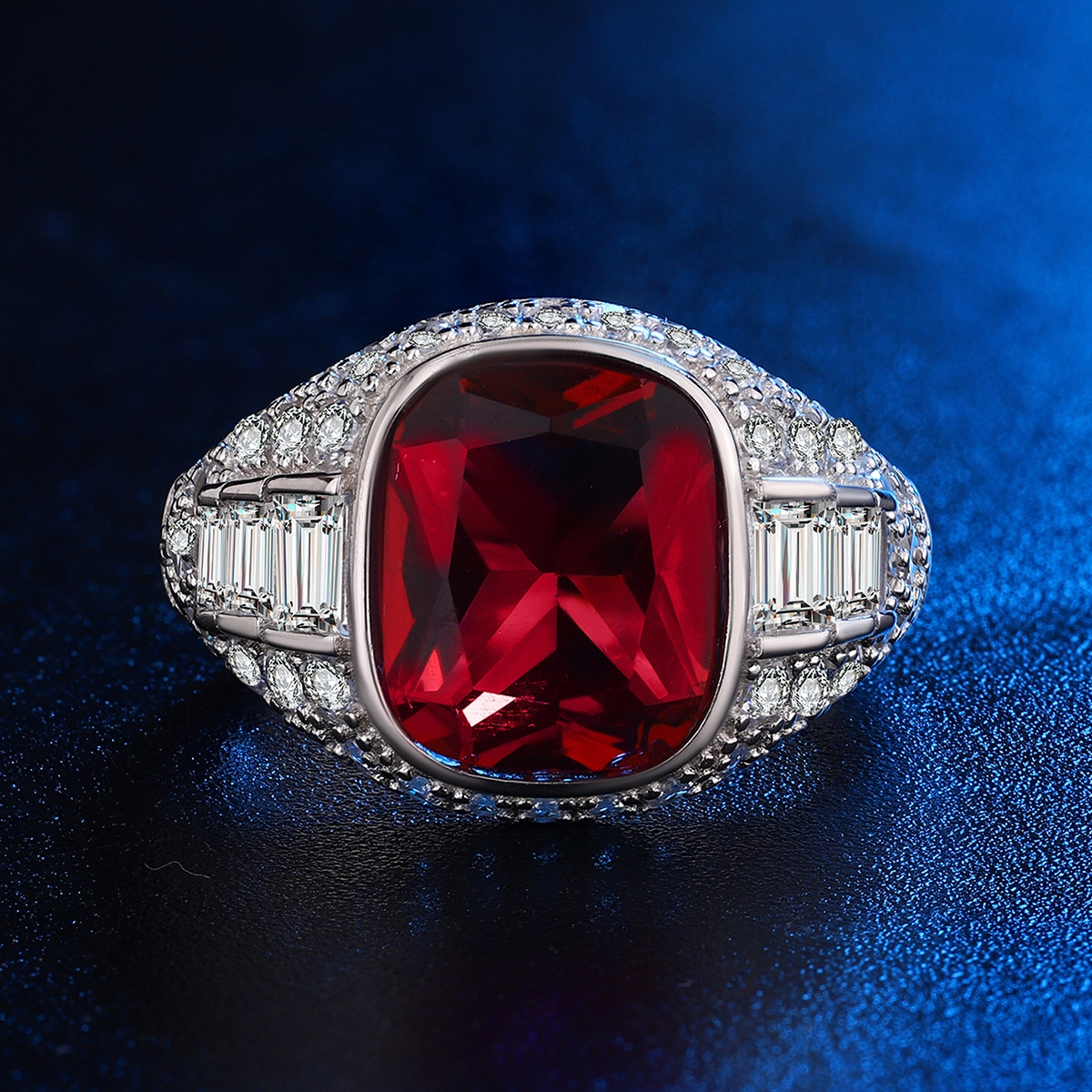 Oval Ruby Engagement Ring Red Zircon Women 925 Pure Silver