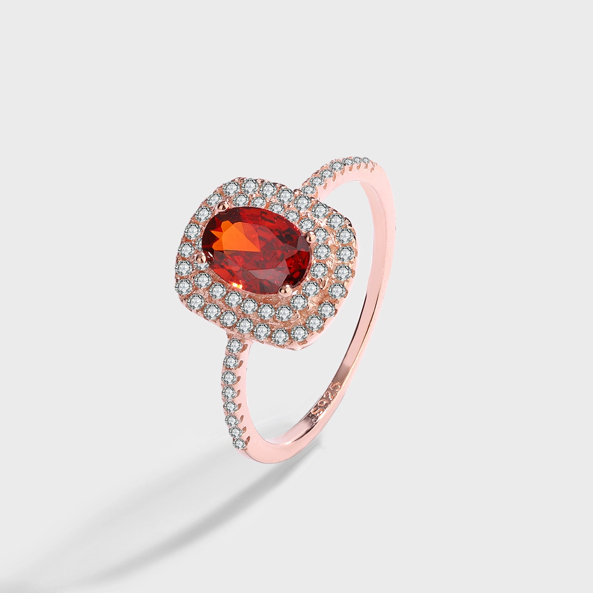Oval Ruby Engagement Ring Red Zircon Women 925 Pure Silver