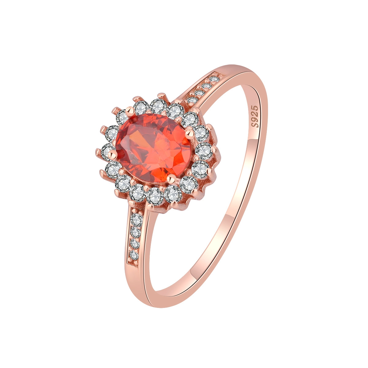 Oval Ruby Engagement Ring Red Zircon Women 925 Pure Silver