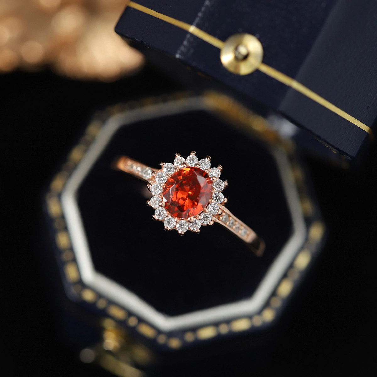 Oval Ruby Engagement Ring Red Zircon Women 925 Pure Silver