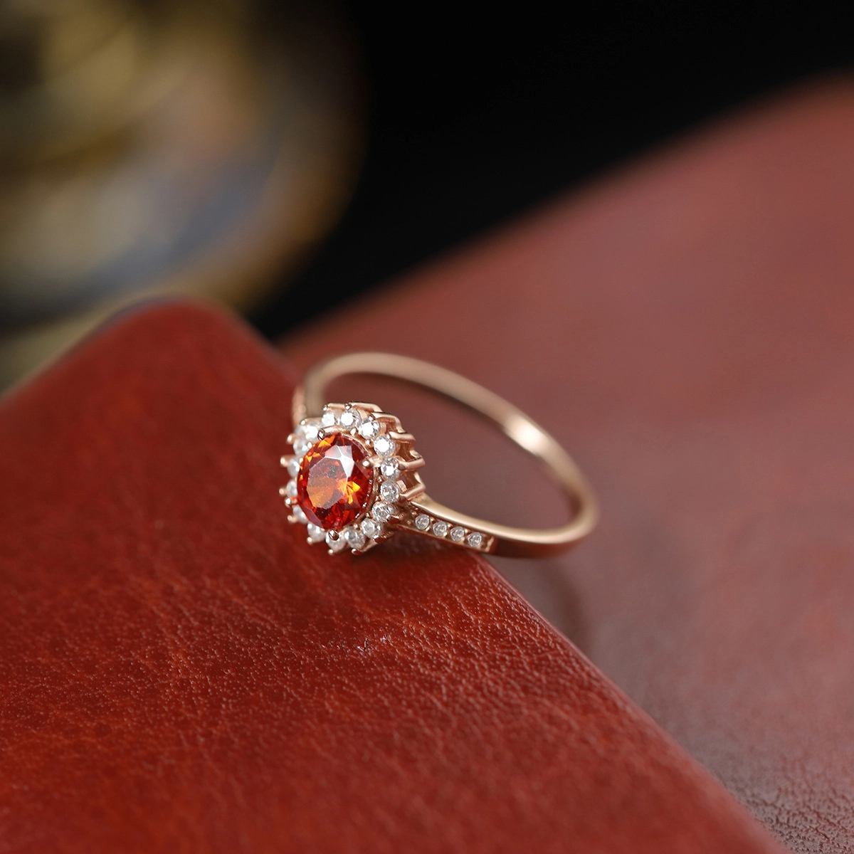 Oval Ruby Engagement Ring Red Zircon Women 925 Pure Silver